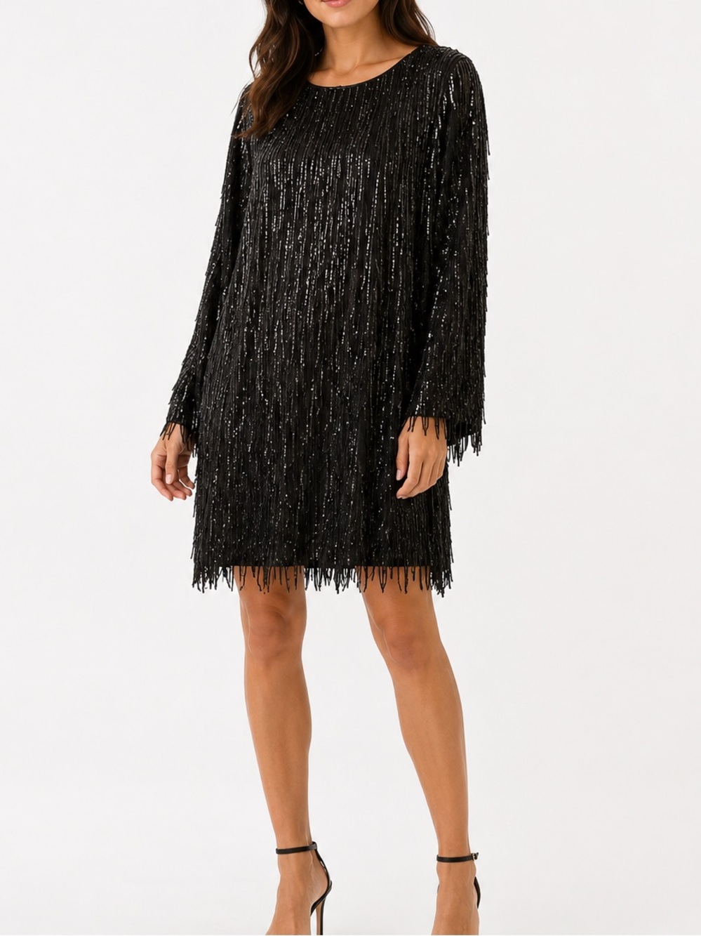NWT Vince Camuto Black Sequin Long Sleeve Mini Dress